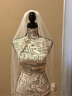 Delicate Beaded Edge Bridal Veil - Ivory